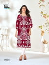 Kiara Vol 5 Vil Blue Hills Rayon Lucknavi Work Designer Kurti Wholesale Market In Surat
